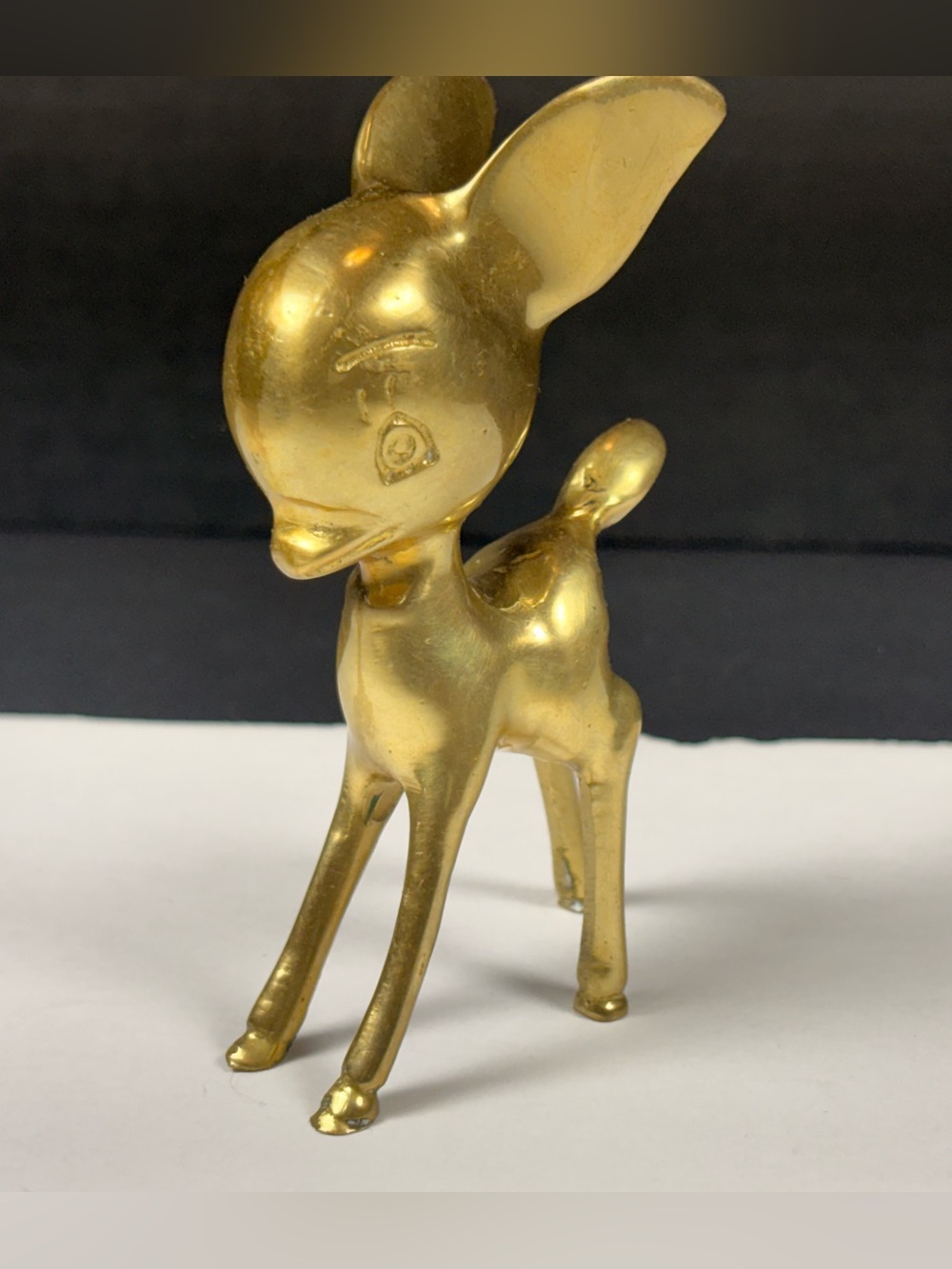 Vintage MCM Style Brass Bambi Deer Figurine | Gold Fawn Decor